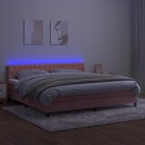 Krevet box spring s madracem LED ružičasti 200x200cm baršunasti | shoptok.hr
