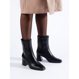 SHELOVET Black women's ankle boots with a square toe Cene