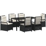 vidaXL 7-delni vrtni jedilni set Črn Poli ratan | Shoptok.si