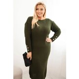 Kesi Włoski Plus Size women's oversized sweater dress with mohair and pocket khaki Cene