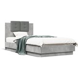 Maison Chic Posteljni okvir - Enojna postelja - Postelja za odrasle z vzglavjem betonsko siv 75x190 cm inž. les-J15919, (21765635) | Shoptok.si