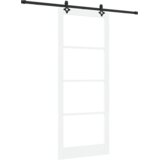 vidaXL Drsna vrata s kompletom strojne opreme Bela 93x232 cm Masivni bor, Notranja vrata z steklom 'ORKDAL'Bela 93x232x4 cm | Shoptok.si
