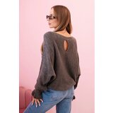 Kesi Włoski Women's mohair sweater with gathered sleeves and a cutout on the back gray | ePonuda.com