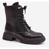Boto Eco Leather Women's Worker Boots With Pins Black Rianael | shoptok.hr