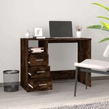 vidaXL Pisalna miza s predali dimljen hrast 102x50x76cm inženirski les | Shoptok.si