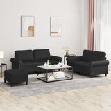  3-dijelni set sofa s jastucima crni od umjetne kože Crna Cijene