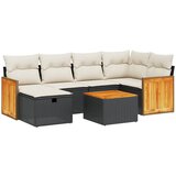  The Living Store Vrtna sedežna garnitura 7-delna z blazinami črn poli ratan - Vrtna Sedežna Garniture, (21452903) | Shoptok.si