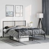  Metalni okvir kreveta uzglavlje i podnožje crni 135x190 cm | Eponuda.com