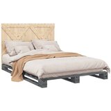  Okvir za krevet s uzglavljem sivi 160x200cm od masivne borovine | shoptok.hr