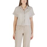 Only Srajce & Bluze ONLCARO S/S LINEN BL BOXY SHIRT CC PNT 15338744 Bež u