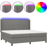 The Living Store Box spring postelja z vzmetnico LED temno siva 200x200 cm blago - Box Spring Postelja, (21521042) | Shoptok.si