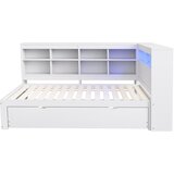 Lumor Raztegljiv kavč 90x200 cm - z izvlečno posteljo - z USB vtičnico + z LED osvetlitvijo - bela, (22156228) | Shoptok.si