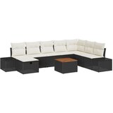vidaXL 9 komada vrtni kauč set s jastučićima Crni Poli Rattan | shoptok.hr