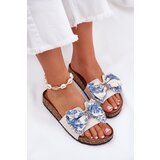 Boto Women's Slide Sandals With Bow On Cork Platform Blue Lisandrea | shoptok.hr