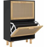 Ormarić za cipele crni 52 x 25 x 80 cm drvo i prirodni ratan | shoptok.hr