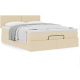 vidaXL Otomanski posteljni okvir z vzmetnico krem 140x200 cm blago Cene