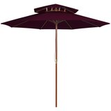 vidaXL Dvojni senčnik z lesenim drogom bordo rdeč 270 cm | Shoptok.si