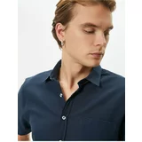 Koton Short Sleeve Shirt Slim Fit Classic Collar Buttoned Pocket Detailed