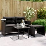 Maison Chic Seti vrtnega pohištva - Vrtna garnitura - Vrtni pohištvo set 3-delna z blazinami črn poli ratan, (21809593) | Shoptok.si