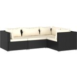 Maison Chic Seti vrtnega pohištva - Vrtna garnitura - Vrtni pohištvo set 4-delna z blazinami poli ratan črna, (21819979) | Shoptok.si