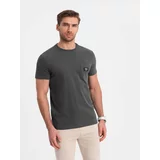Ombre Men's casual t-shirt with patch pocket - graphite