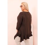 Kesi Włoski Women's Plus Size blouse with cotton, featuring a pocket and rolled sleeves kiwi | shoptok.hr