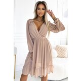 Numoco Chiffon midi dress with long sleeves and neckline | shoptok.hr