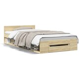 vidaXL Posteljni okvir s predalom sonoma hrast 90x200 cm inž. les Cene
