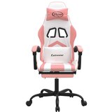  Gaming stol z oporo za noge belo in roza umetno usnje, (21377624) | Shoptok.si
