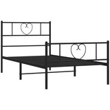 Metalni okvir kreveta uzglavlje i podnožje crni 75x190 cm | shoptok.hr