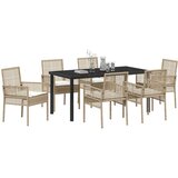  7-dijelni vrtni set za objedovanje s jastučićima Bež Poliratan | shoptok.hr