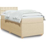 vidaXL Box spring postelja z vzmetnico krem 90x200 cm blago | Shoptok.si