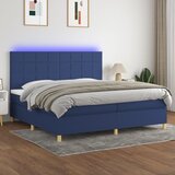 The Living Store Box spring postelja z vzmetnico LED modra 200x200 cm blago - Box Spring Postelja, (21503895) Cene