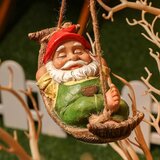Generic Fun Garden Gnome, Cute Gnome Decorative Outdoor Hanging Statue, Sleeping Gnome in Swing Leaves Hammock Resin Tree Ornament Statue for Stump Branches Lawn Yard Decoration, (21065464) Cene