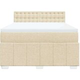 vidaXL Box spring postelja z vzmetnico krem 140x200 cm blago | Shoptok.si