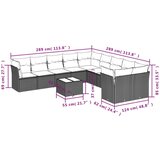 vidaXL 11-dijelni set vrtnih sofa od poliratana s jastucima smeđi | shoptok.hr