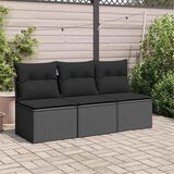  Vrtna sofa s jastucima za 3 osobe, crna, poliratan | shoptok.hr