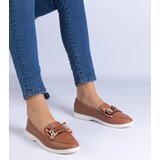 Gemre Brown moccasins decorated with a bow and a golden teddy bear Nensi | Shoptok.si