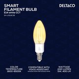 Deltaco SMART HOME LED Filament žarulja,E14,WiFI 2.4GHz, 4.5W, 400lm,dimmable, 1800K-6500K, 220-240V | shoptok.hr