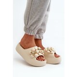 Boto Women's Foam Slides with Decorations on Thick Sole Light Beige Bremavia | Shoptok.si