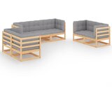 The Living Store Vrtna sedežna garnitura 7-delna z blazinami trdna borovina - Vrtna Sedežna Garnitura, (21459487) | Shoptok.si