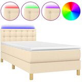 vidaXL Box spring postelja z vzmetnico LED krem 80x200 cm blago, (20902254) Cene