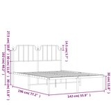  Metalni okvir za krevet s uzglavljem bijeli 135x190 cm | shoptok.hr