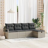 vidaXL 5-delni vrtni kavč set z blazinami svetlo sivi poli ratan | Shoptok.si