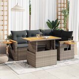 vidaXL 4-dijelni set vrtnih sofa poliratan i bagrem s jastucima sivi | shoptok.hr