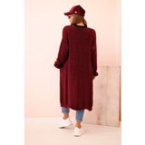 Kesi Włoski Long cardigan for women made of mohair with pockets plum | shoptok.hr