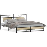 Maison Chic Kovinski Posteljni okvir - Dvoposteljna postelja - Zakonska postelja brez vzmetnice sonoma hrast 180x200 cm-J40, (21760767) | Shoptok.si