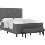 vidaXL Vzmetnica za posteljo z vzmetnico in klupo temno siva 140x190 cm tkanina, (22083215) Cene