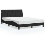 vidaXL Krevet s madracem crni 140 x 190 cm baršunasti | shoptok.hr