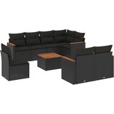  9-dijelni set vrtnih sofa s jastucima crni od poliratana | shoptok.hr